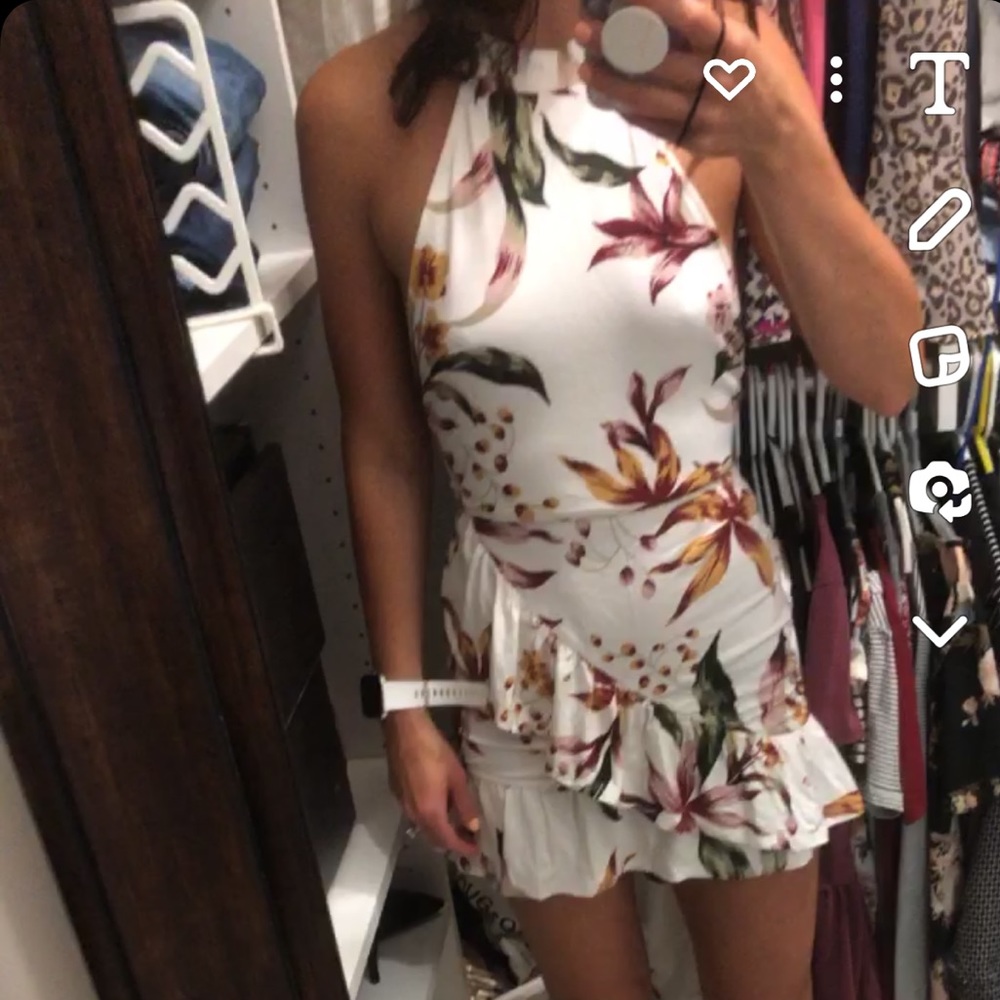 Clayton high neck halter mini dress